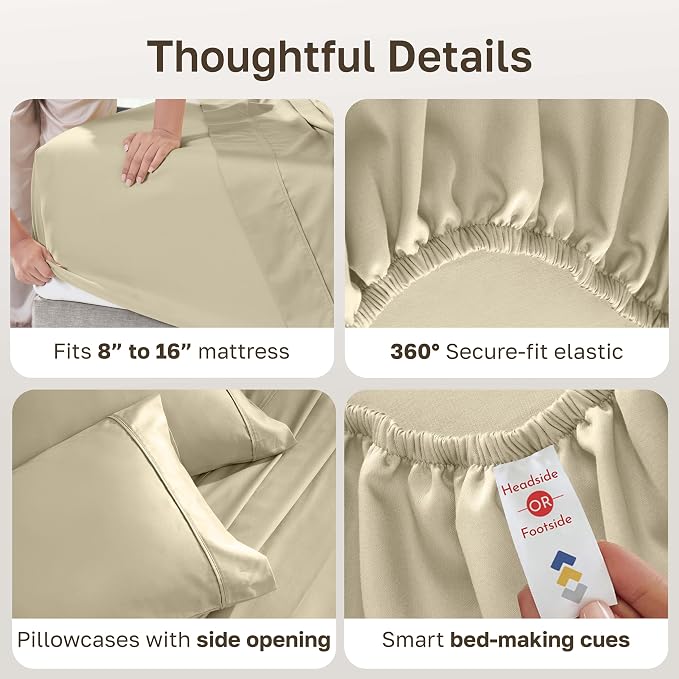 California Design Den Soft 100% Cotton Bed Sheets Cal King Size Set, 400 TC - Image 6