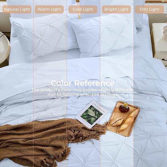 Sasttie Queen Comforter Set, 7-Piece Bed in a Bag, Pintuck Bedding Sets - Image 8