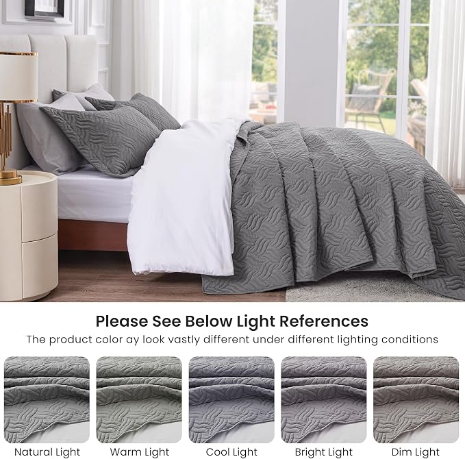 Love's cabin Quilts for Full Bed Grey Bedspreads Bedding Set - Image 5