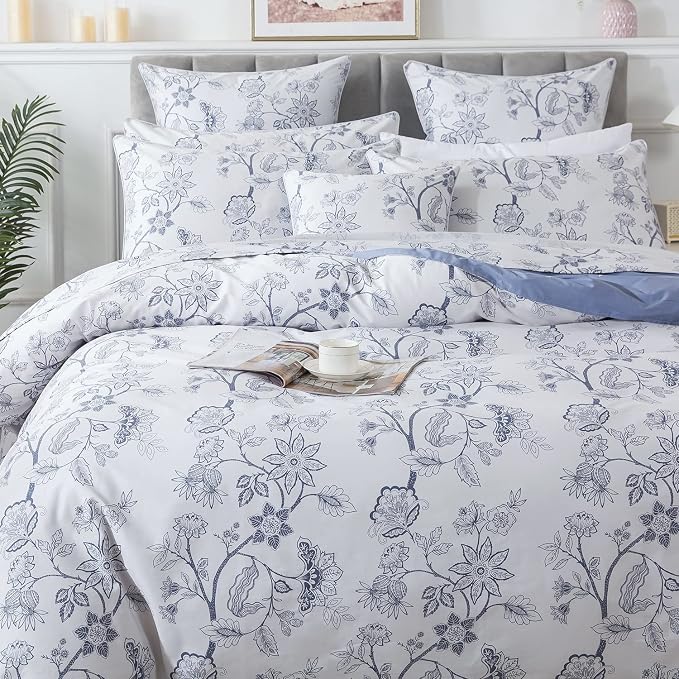 FADFAY Duvet Cover Set Twin Floral Bedding Percale Cotton 600 TC Classical - Image 9