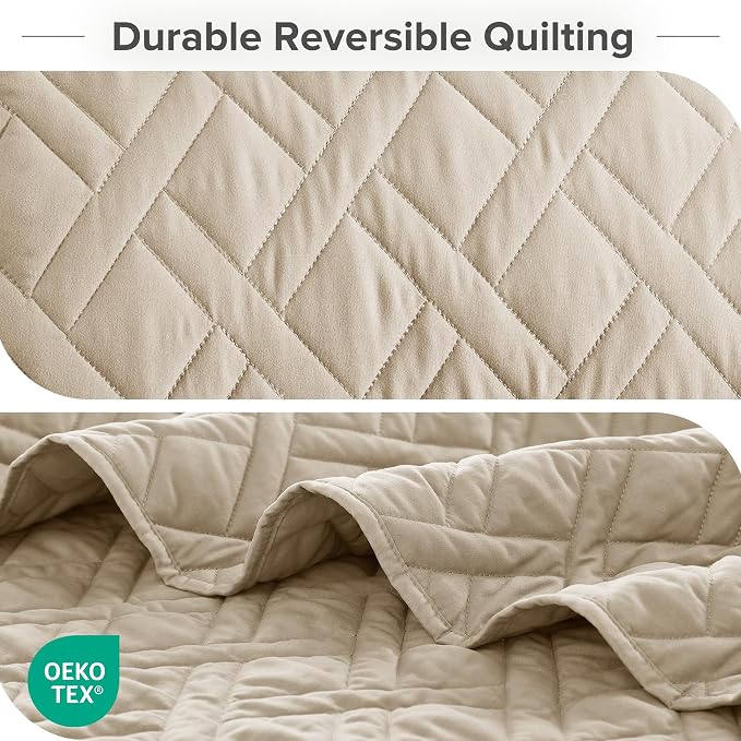 Comfort Spaces Queen Quilt Set Modern Reversible Diamond Coverlet Queen Bedding - Image 4