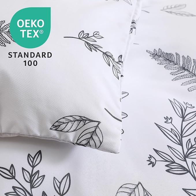 MUXHOMO Duvet Cover Queen Size, Reversible Floral White Duvet Cover Set - Image 4