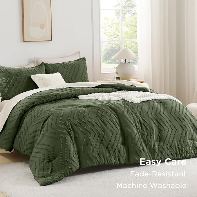 Andency Olive Green Oversized Super King Plus Comforter Set 128x120, Extra - Image 3