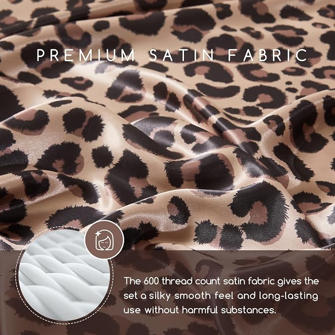 MR&HM Satin Bed Sheets with Elastic Corner Straps, Queen Size Sheets Set - Image 2