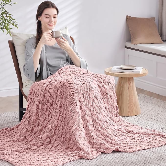 Knitted Weighted Blanket for Adult, No Beads Heavy Blanket 50” x 60'' 10lbs - Image 7