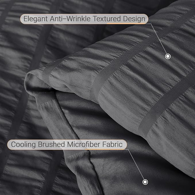 MUXHOMO 7 Pieces Queen Comforter Set, Seersucker Bed in a Bag Queen Size - Image 6
