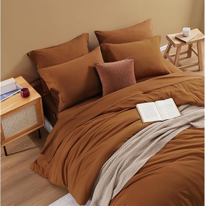 WRENSONGE Terracotta King Comforter Set, 7 Pieces Soft Microfiber King Size - Image 4