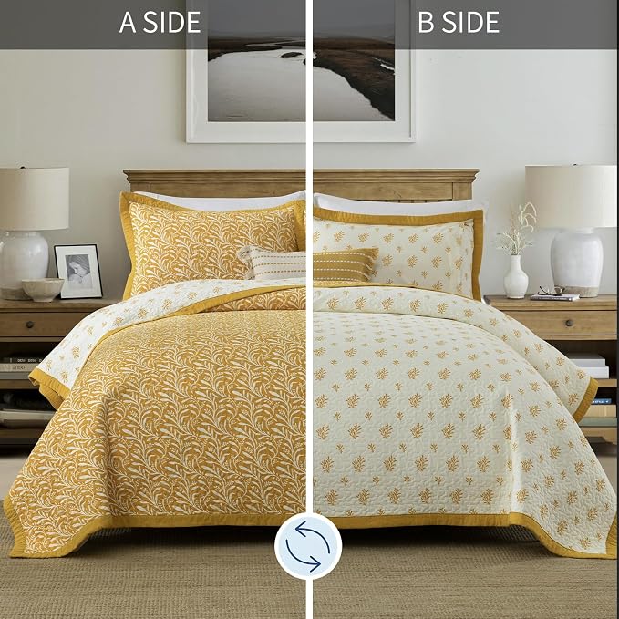 SahSahCasa Quilt Set Queen Size, 100% Cotton Quilt Bedding Set Bedspread - Image 6
