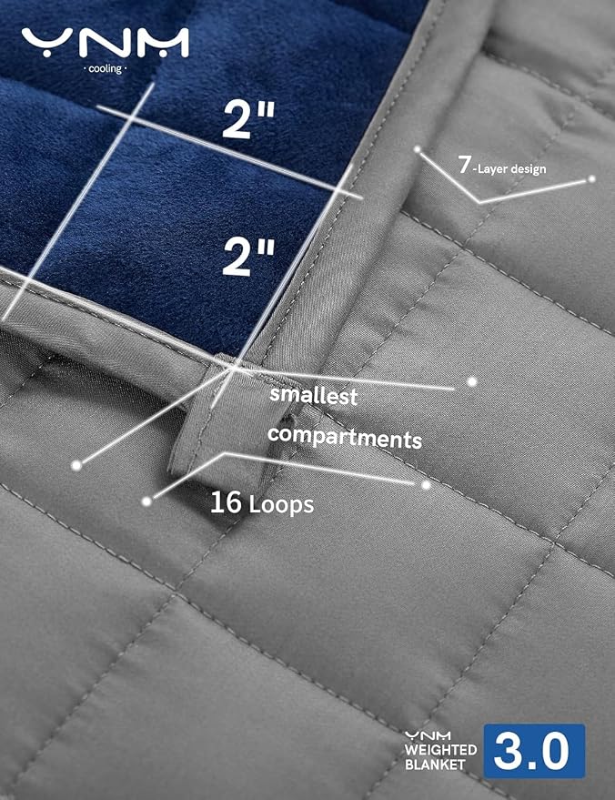 YnM Cooling Weighted Blanket for Adults, Cooling & Cozy Velvet Dual-Sided - Image 4