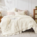 JOLLYVOGUE Ivory King Comforter Set, 3 Pieces Seersucker Comforters King Size by JOLLYVOGUE