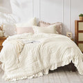 JOLLYVOGUE Ivory Twin Size Comforter Set, 2 Pieces Seersucker Lightweight by JOLLYVOGUE