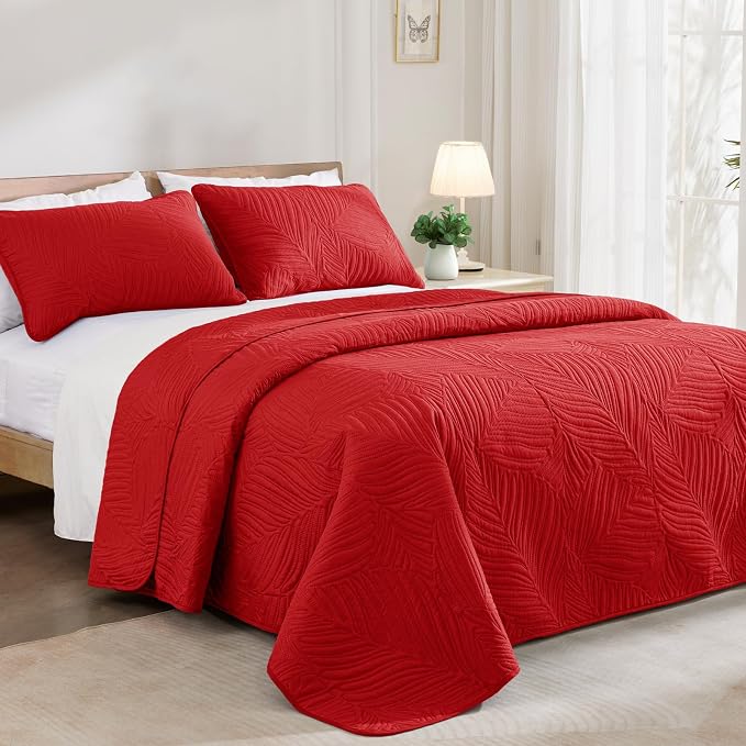 Exclusivo Mezcla Queen Quilt Bedding Set, Lightweight Red Quilts Queen Full Size - Image 2