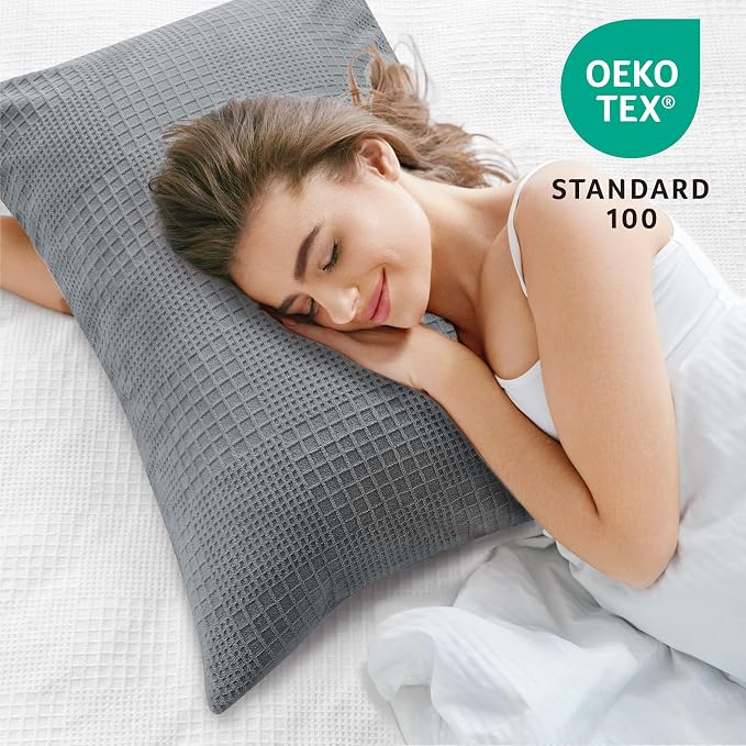 BEDELITE Flannel Pillow Cases Queen Size Set of 2, Decorative Waffle Weave - Image 5