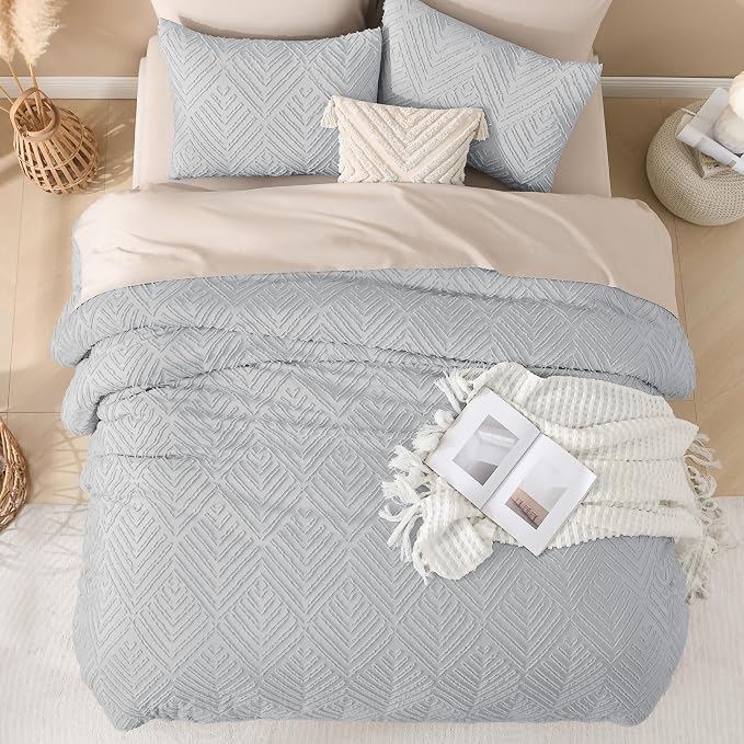 Andency Light Grey Oversized King Comforter 128''x120'', 3 Pieces Gray Soft - Image 7