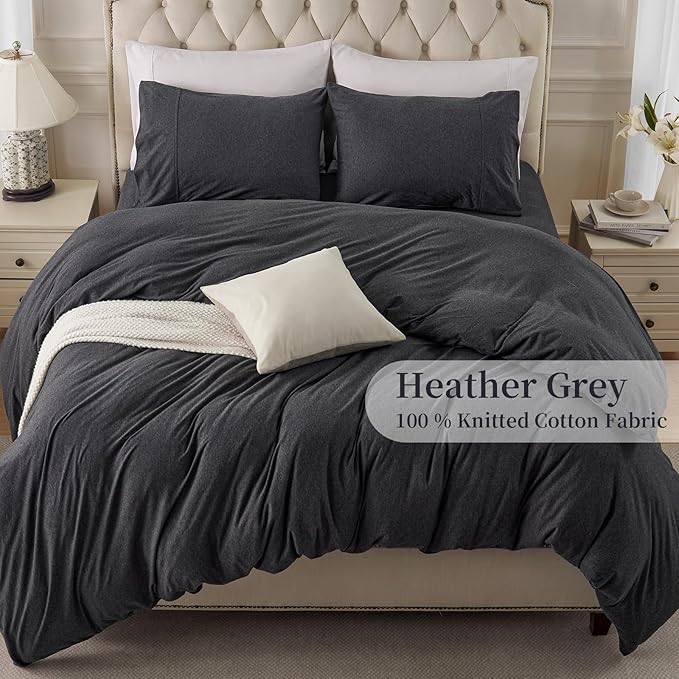 PURE ERA Jersey Knit Duvet Cover Set 100% T-Shirt Cotton Super Soft Comfy 2pc - Image 3