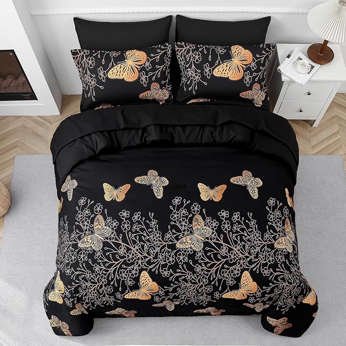 Yogeneg 7 Piece Bed in a Bag Full Size Comforter Set Black Bedding Set - Image 3