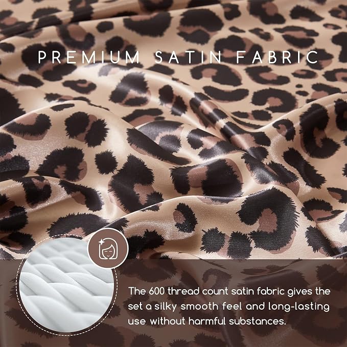 MR&HM Satin Bed Sheets with Elastic Corner Straps, Full Size Sheets Set - Image 3