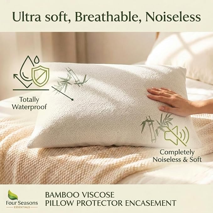Four Seasons Essentials Queen Size Waterproof Pillow Protectors - Image 5
