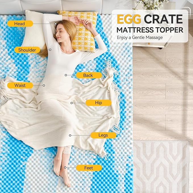 SINWEEK 2 Inch Egg Crate Memory Foam Mattress Topper Queen Size, Soft Mattress - Image 2