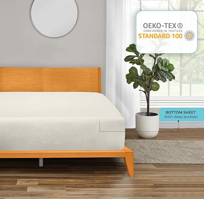 ROYALE LINENS 300 Thread Count 100% Long Staple Combed Cotton Fitted Sheet Full - Image 6