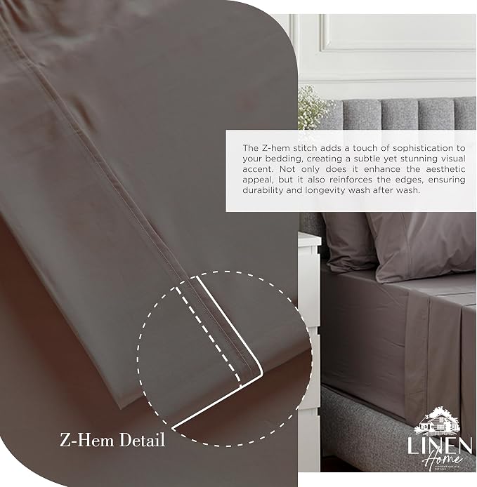 Linen Home 100% Cotton Percale Sheets Queen Size, Deep Pocket, 4 Pieces Set - Image 3
