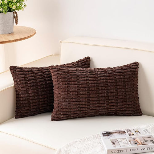 Aegero Pack of 2 Corduroy Decorative Throw Pillow Covers 12x24 Inch Soft by Unknown