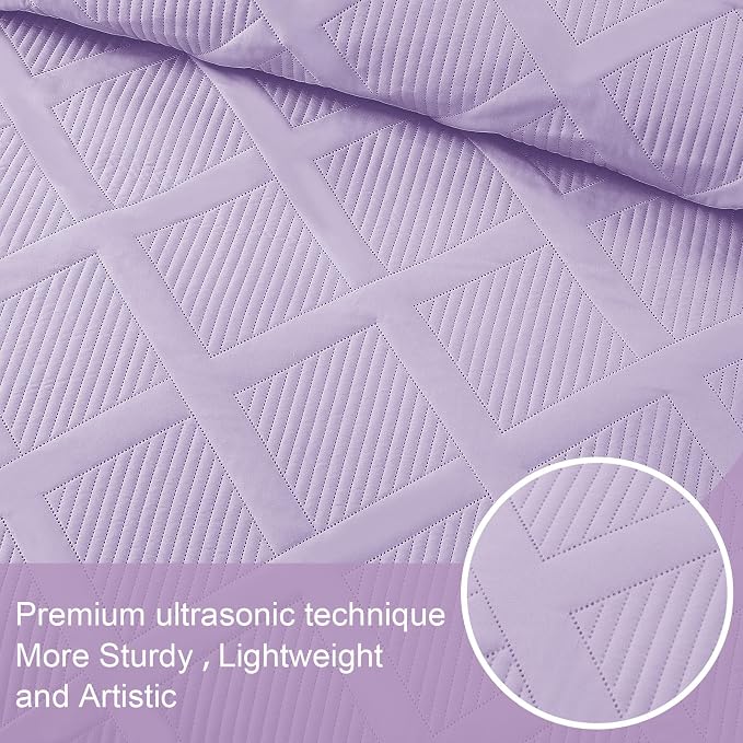 Exclusivo Mezcla Oversized King Quilt Set- Lilac Cal King Quilts Bedding Set - Image 4