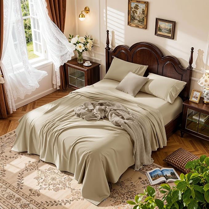LBRO2M 1000 Thread Count 100% Egyptian Cotton Sheets Set Clifornia King by LBRO2MBedding
