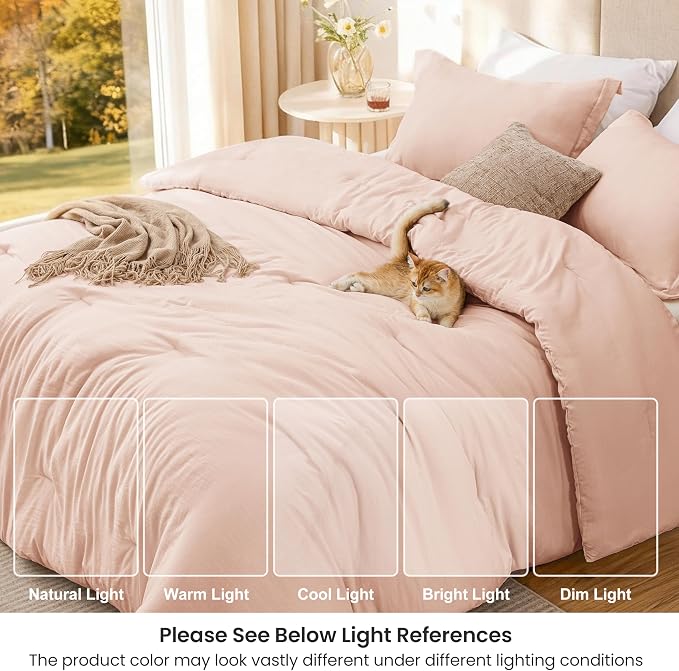 Love's cabin Pink Full Comforter Set, 3-Piece Prewashed Bed Set - Image 6