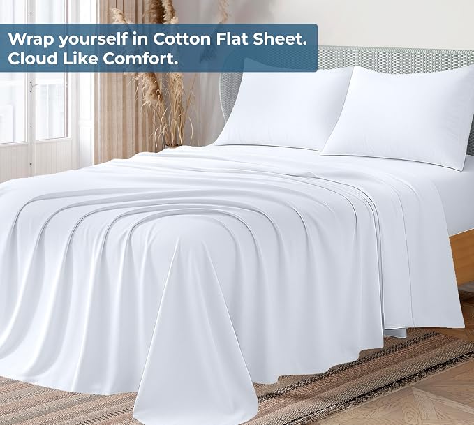 Royale Linen 100% Organic Cotton California King Flat Sheet Only - Image 2