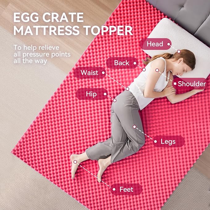 SINWEEK 3 Inch Egg Crate Memory Foam Mattress Topper Twin XL, Twin Extra Long - Image 2