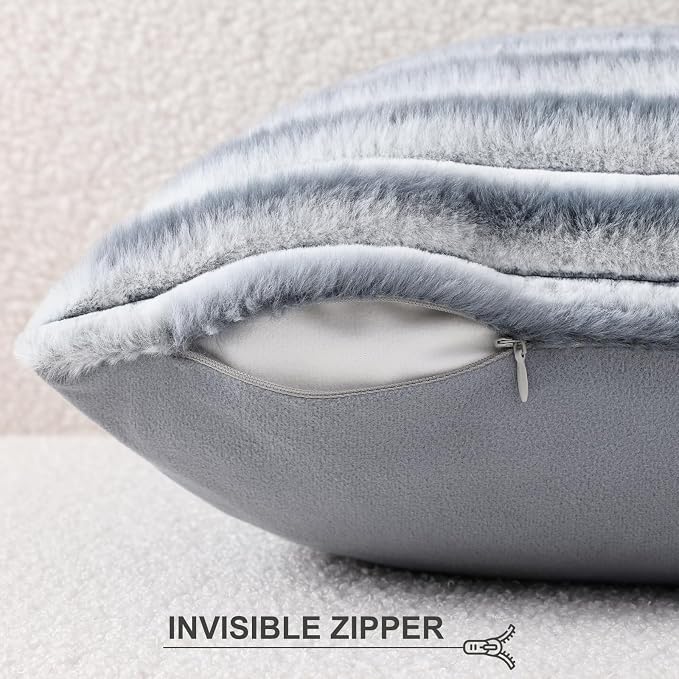 Pallene Faux Fur Plush Throw Pillow Covers 22x22 Set of 2, Luxury Soft Fluffy - Image 3
