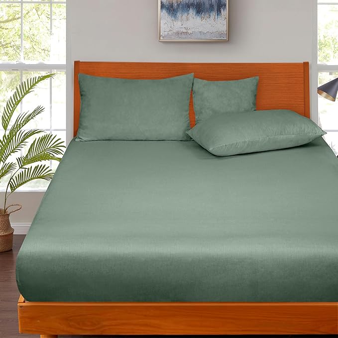 ROYALE LINENS 300 Thread Count 100% Long Staple Combed Cotton Fitted Sheet Queen - Image 5