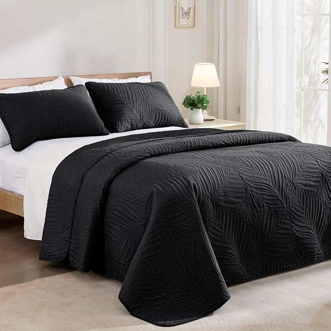 Exclusivo Mezcla King Size Quilt Bedding Set, Lightweight Black Quilts King Size - Image 2