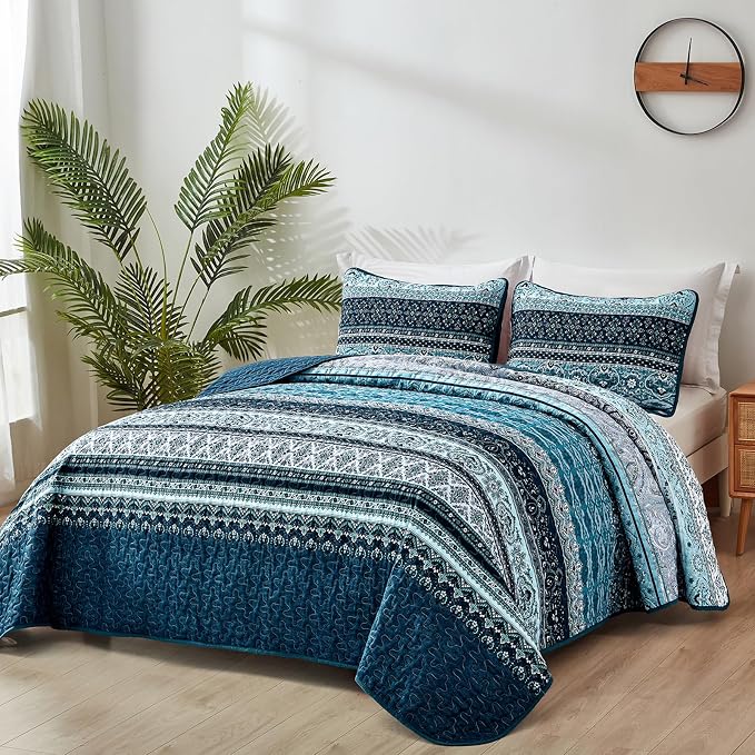 WONGS BEDDING Boho Quilt Set California King, Lightweight Polyester Bed Decor - Image 2