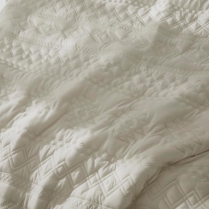 WDCOZY Beige Boho Quilt King Size Bedding Set - Image 5