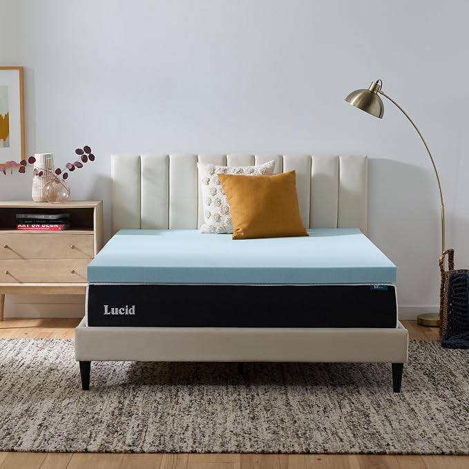 Lucid 3 Inch Memory Foam Mattress Topper, Twin Size – Cooling Gel Bed Topper – by Lucid