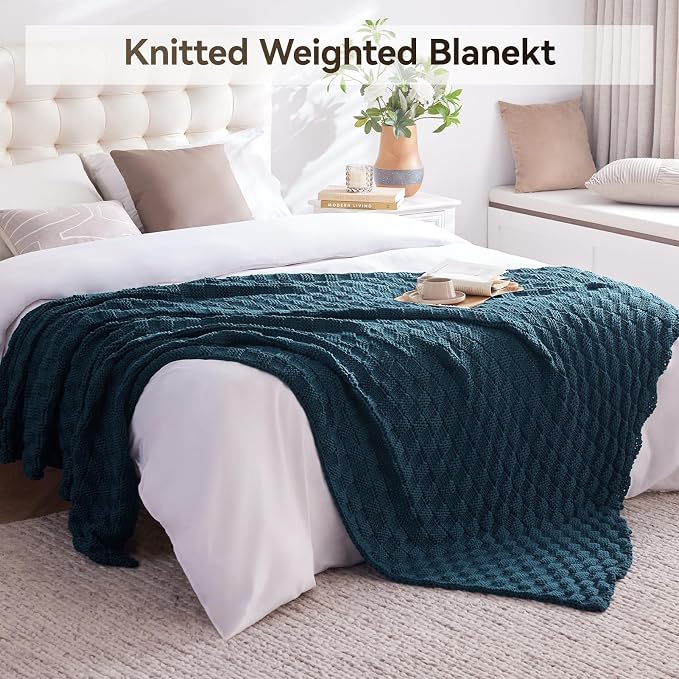 Knitted Weighted Blanket for Adult, No Beads Heavy Blanket 50” x 60'' 7lbs - Image 6