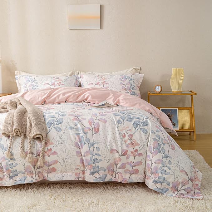OAITE Duvet Cover Set Queen Size Floral Pattern Ultra Soft 100% Cotton Duvet - Image 2