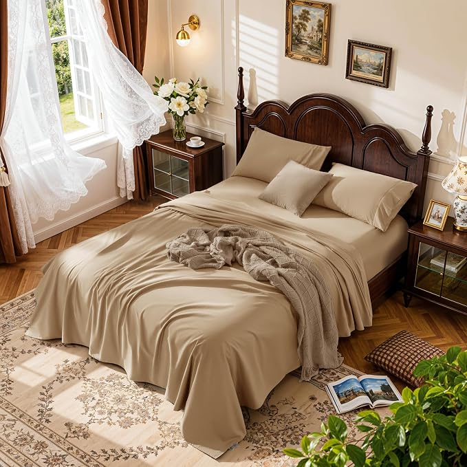 LBRO2M 1000 Thread Count 100% Egyptian Cotton Sheets Set Full Size, 4 Piece by LBRO2MBedding