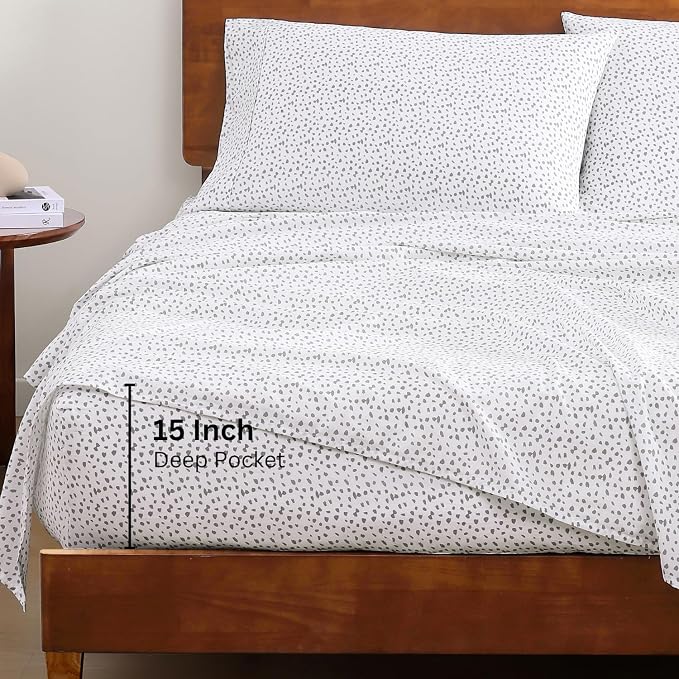 LANE LINEN 100% Organic Cotton Printed Full Size Sheet & Pillowcase Sets - Image 4