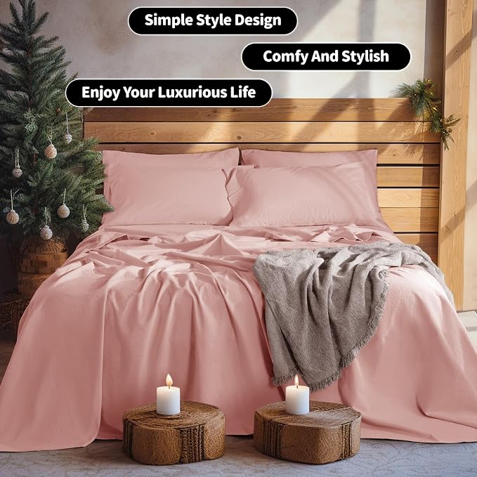 LBRO2M 100% Pure Linen Sheet Set Deep Pocket Up to 16" Bed Sheets Sets - Image 5
