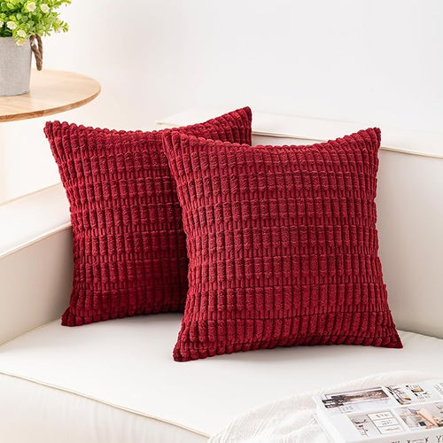 Aegero Pack of 2 Corduroy Decorative Throw Pillow Covers 16x16 Inch Soft by Unknown