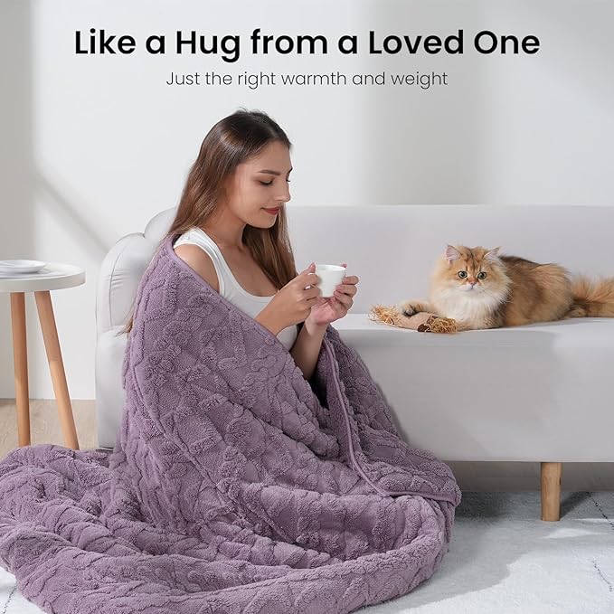 Drewin Weighted Blanket for Adults Twin Size, 15 lbs Stylish Jacquard Sherpa - Image 4