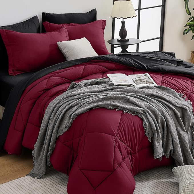HEVUMYI Red & Black King Comforter Set by HEVUMYI