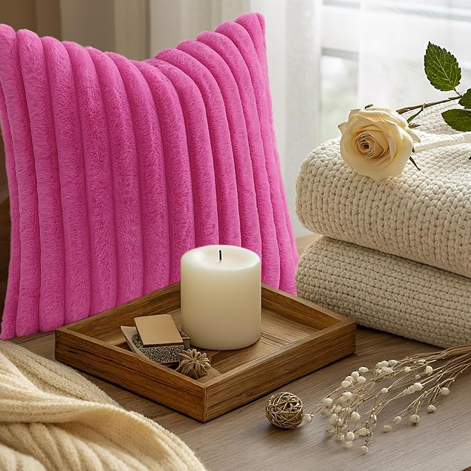 decorUhome Summer Cozy Faux Fur Throw Pillow Covers 12x20 Set of 2 Decorative - Image 9