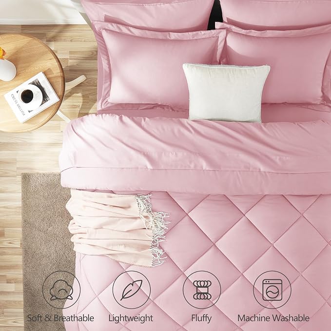 CozyLux Queen Comforter Set Pink - Image 2