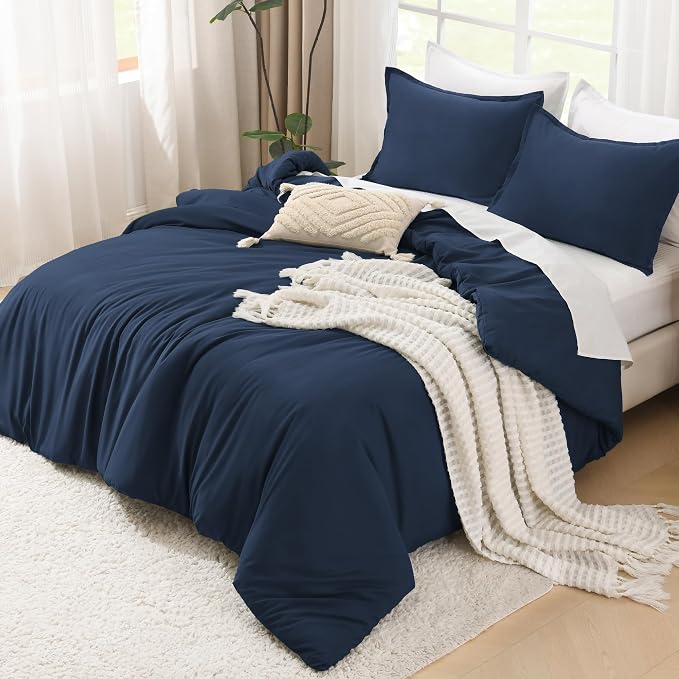 Litanika Navy Blue Comforters Oversized King Size, 3 Pieces Lightweight Solid - Image 4