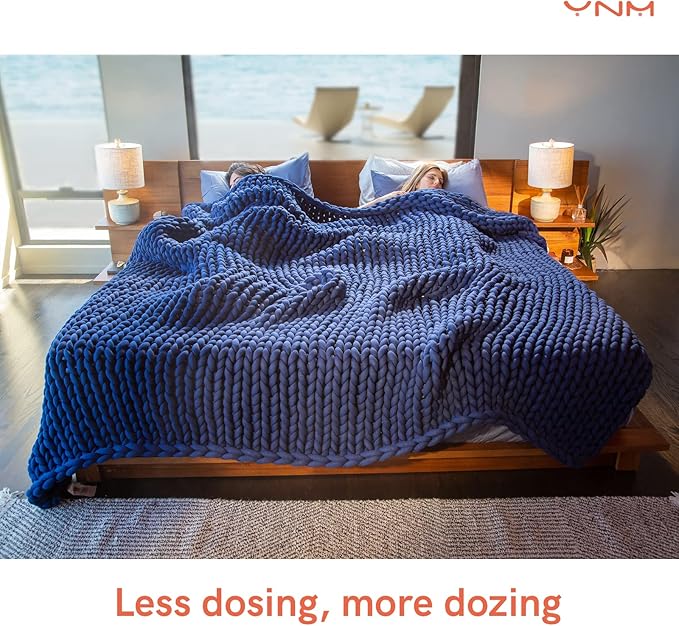 YnM 100% Cotton Weighted Blanket, Handmade Chunky Knitted Throw, No fillers - Image 7