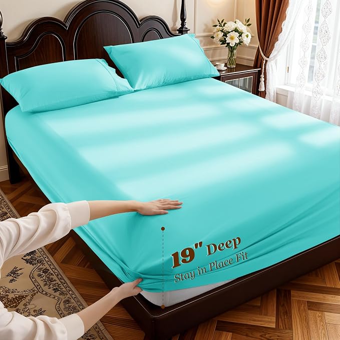 LBRO2M 100% Cotton Sheets Set Deep Pocket 19", 1000 Thread Count Full Size 4 - Image 2